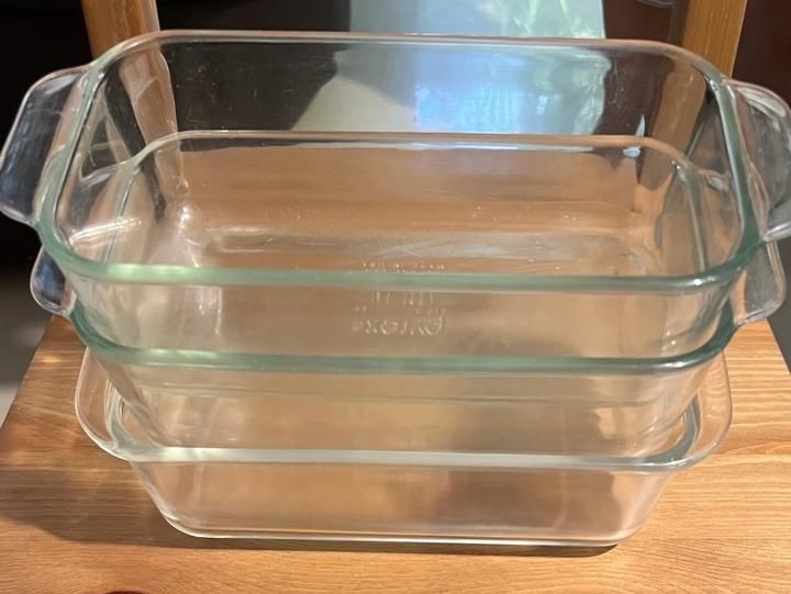 cocina - Pyrex 1.5-Quart Clear Basics Glass Loaf Pan – Juego de 3 Moldes de Vidrio