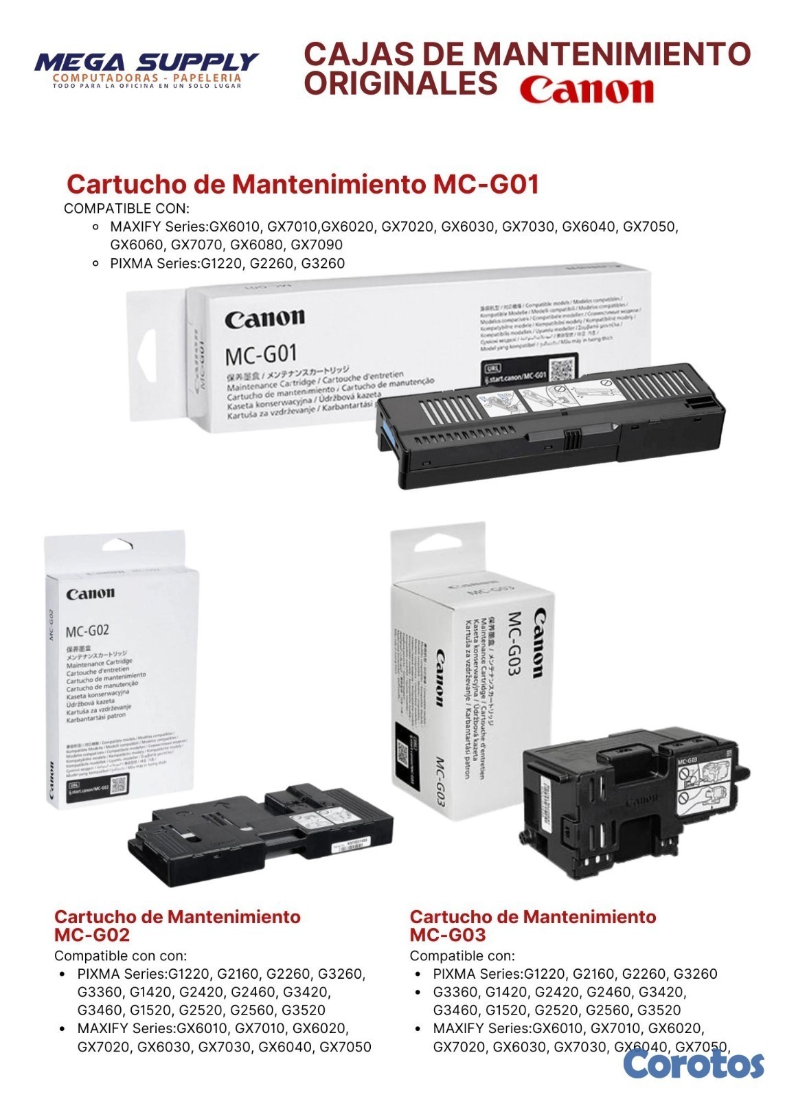 impresoras y scanners - TENEMOS TODAS LAS CAJAS DE MANTENIMIENTO CANON  