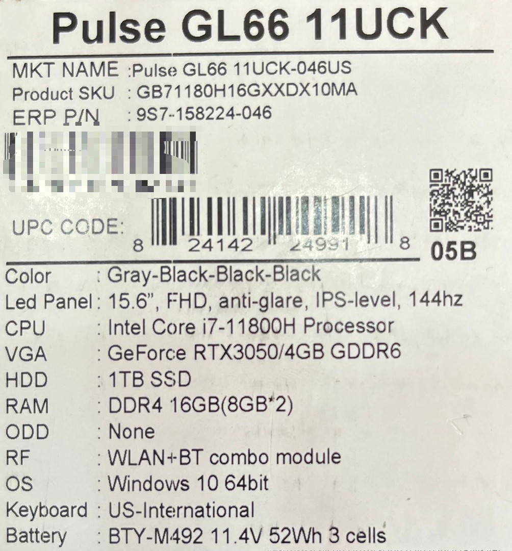 computadoras y laptops - Pulse GL66 11UCK Nueva 3