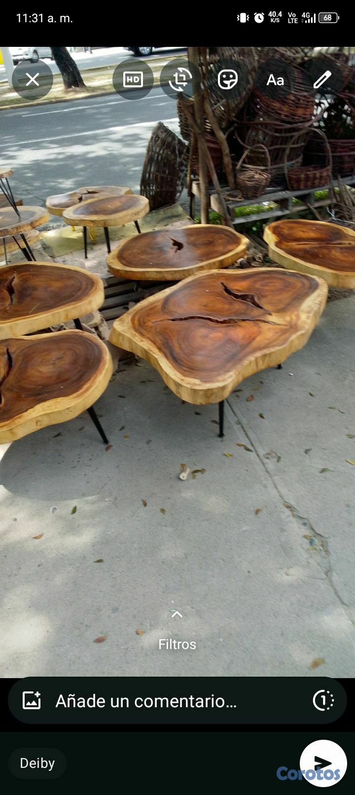 decoración y accesorios - mesas rústica de centro de muebles en saman y hierro,  2