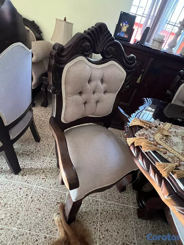 muebles y colchones - juego de comedor 6 sillas en caoba 3