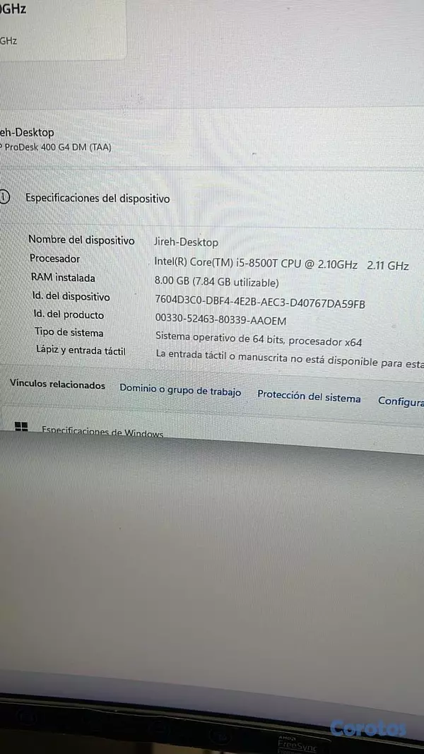 computadoras y laptops - HP Prodesk  400 G4 DM/Intel i5-8500T @2.10Ghz up 3 5