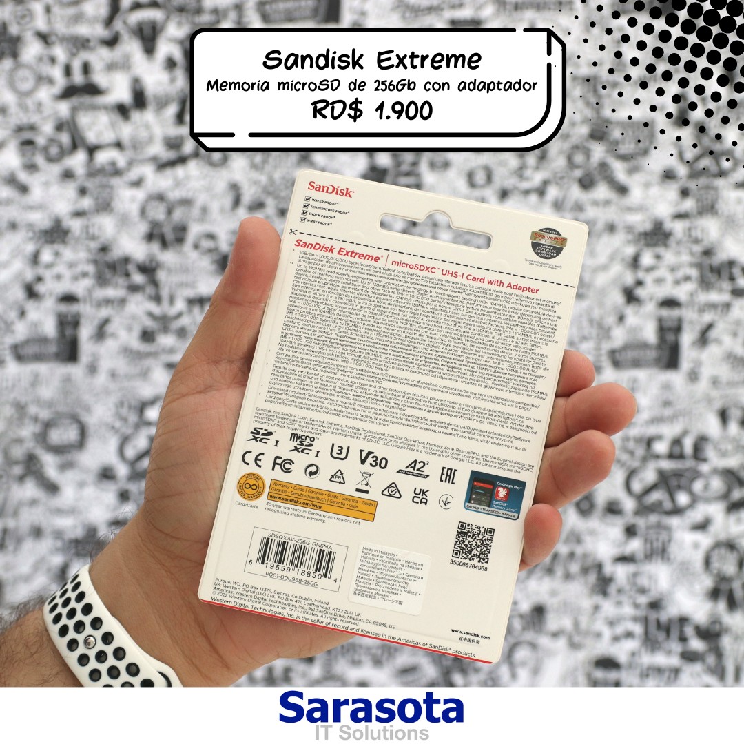 accesorios para electronica - MicroSD 256Gb SanDisk Extreme (190 MB/s) con adaptador 1