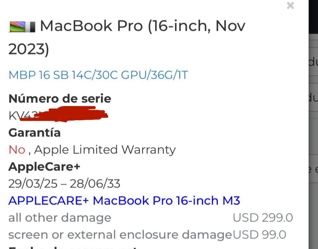 computadoras y laptops - MacBook Pro 16” M3 Max 36GB RAM 1TB SSD AppleCare+ Hasta 2033 5