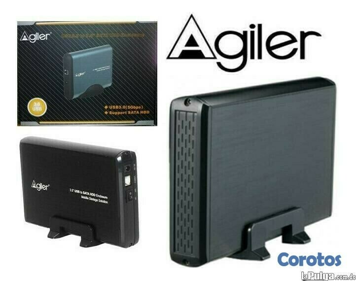 computadoras y laptops - CAJA USB 3.5" AGILER PARA DISCO DURO SATA, USB 3.0