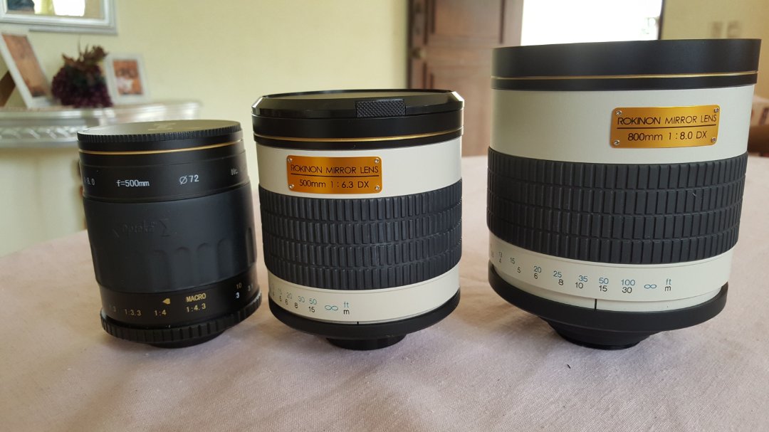 camaras y audio - lentes Opteka y Rokinon de 500mm y 800mm