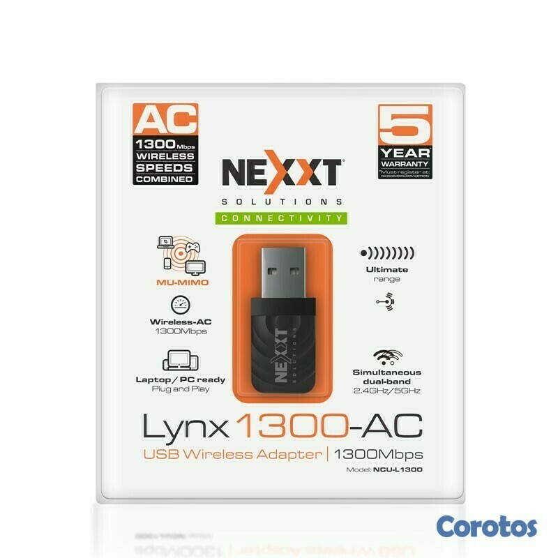 computadoras y laptops - ADAPTADOR DE RED USB WIFI NEXXT LYNX 1300-AC, 2.4GHZ/5.0 GHZ, MU-MIMO Y BEAMFORM 1