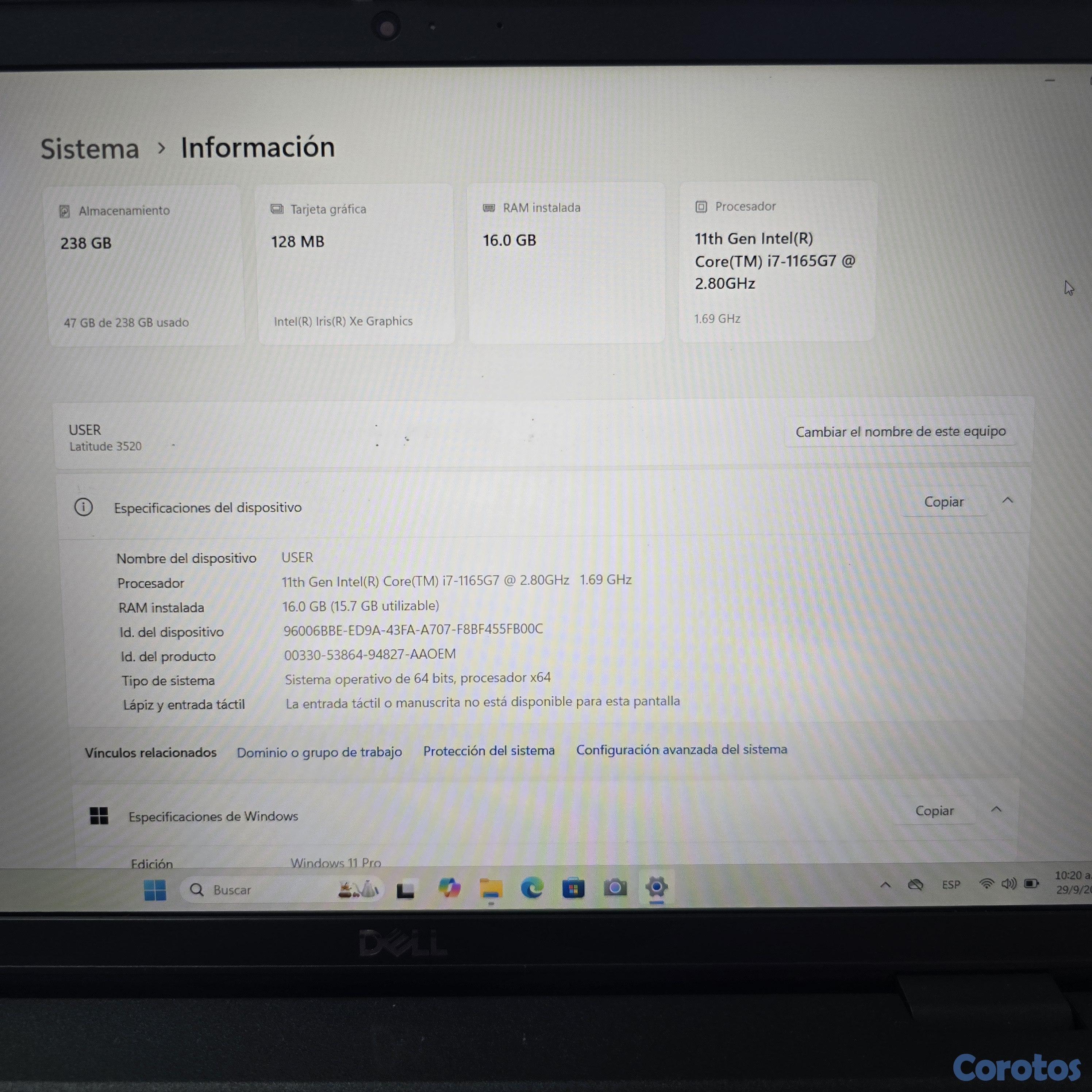 computadoras y laptops - Dell Latitude 3520 Usada 2