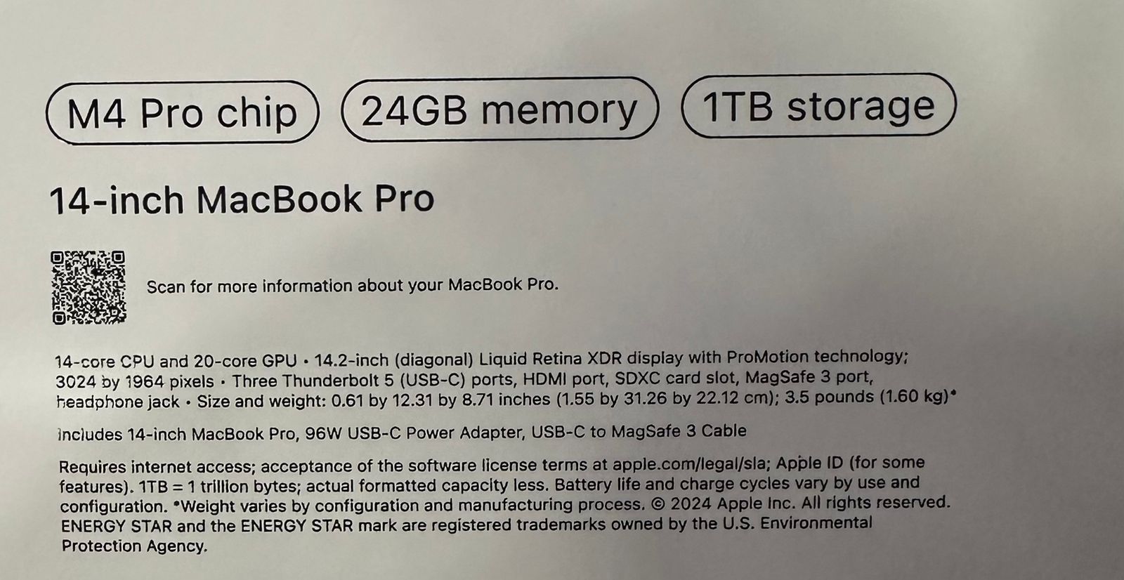 computadoras y laptops - MACBOOK PRO CHIP M4 PRO 24GB RAM 1TB SSD 14" 2