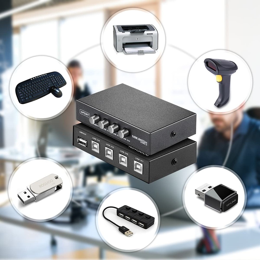accesorios para electronica - Interruptor selector 4 puertos USB 2.0 - Switch USB 3