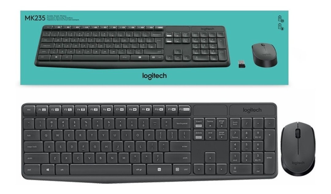 computadoras y laptops - TECLADO MOUSE LOGITECH MK235 USB WIRELESS RECEIVER 2.4GHZ WIRELESS, ESPAÑOL, 10M 1