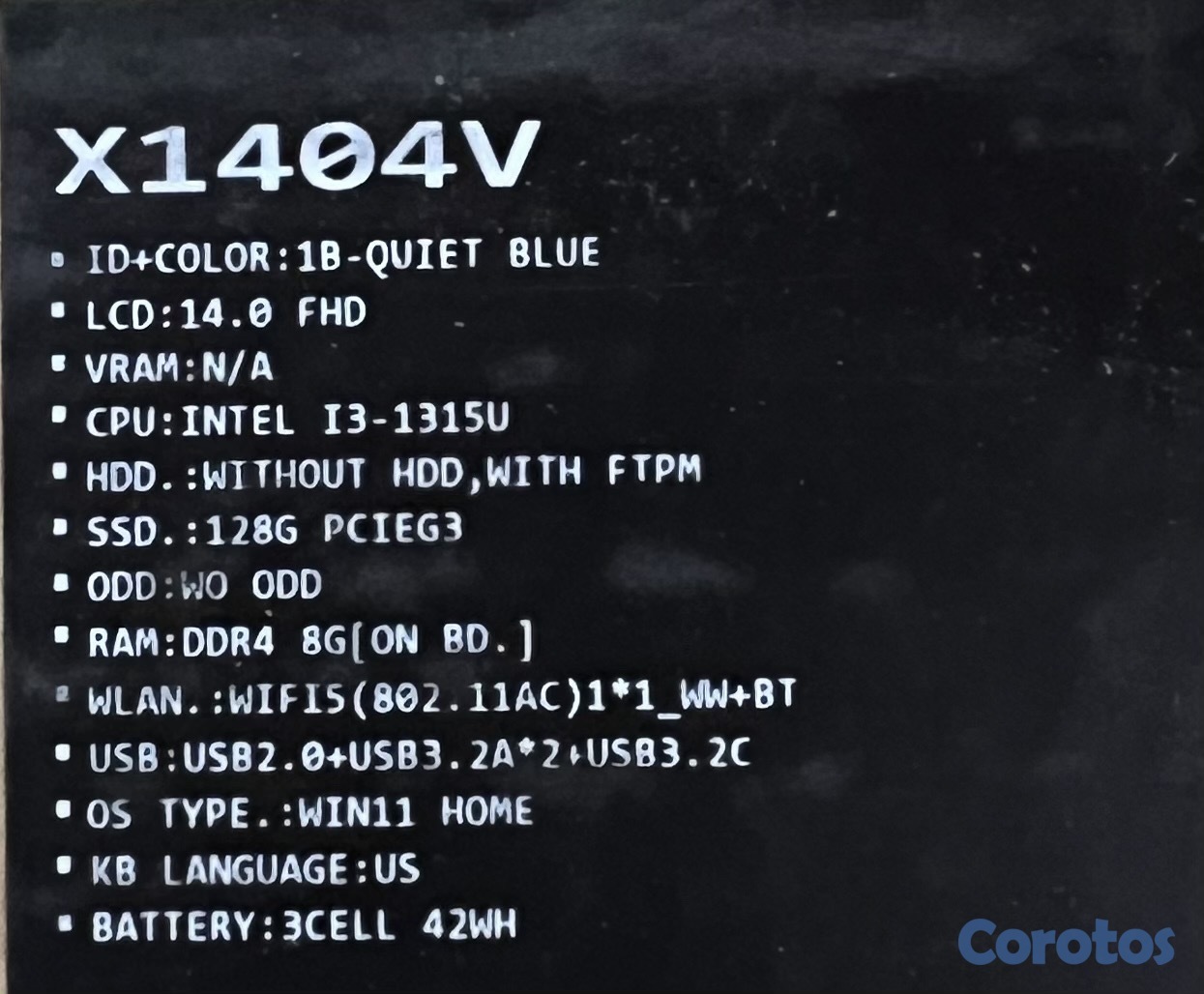 computadoras y laptops - ASUS NOTEBOOK 14” 128GB SSD 8GB RAM INTEL i3-13VA NUEVA SELLADA  2