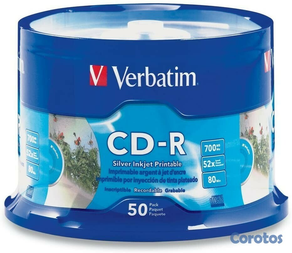 computadoras y laptops - 50 UNIDDAES CD-R VERBATIM 52X, SPINDLE, BRANDED SURFACE, 50PK