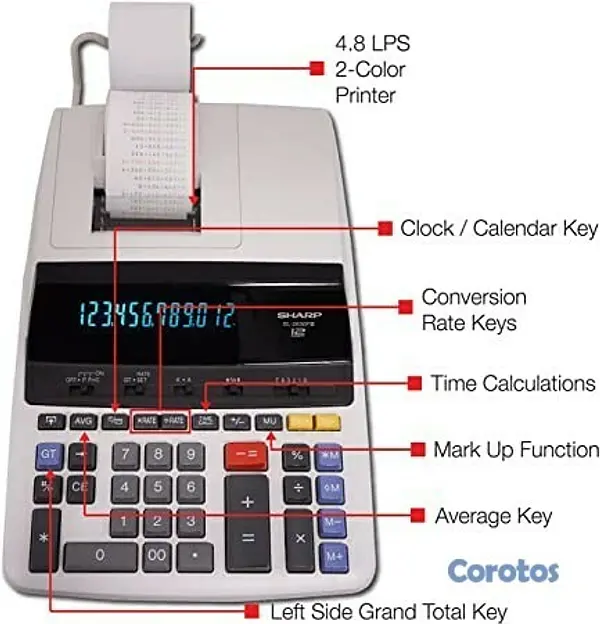 impresoras y scanners - CALCULADORA SHARP EL 2630 PIII, PANTALLA 12 DIGITOS,PAPEL,SUMADORA 2
