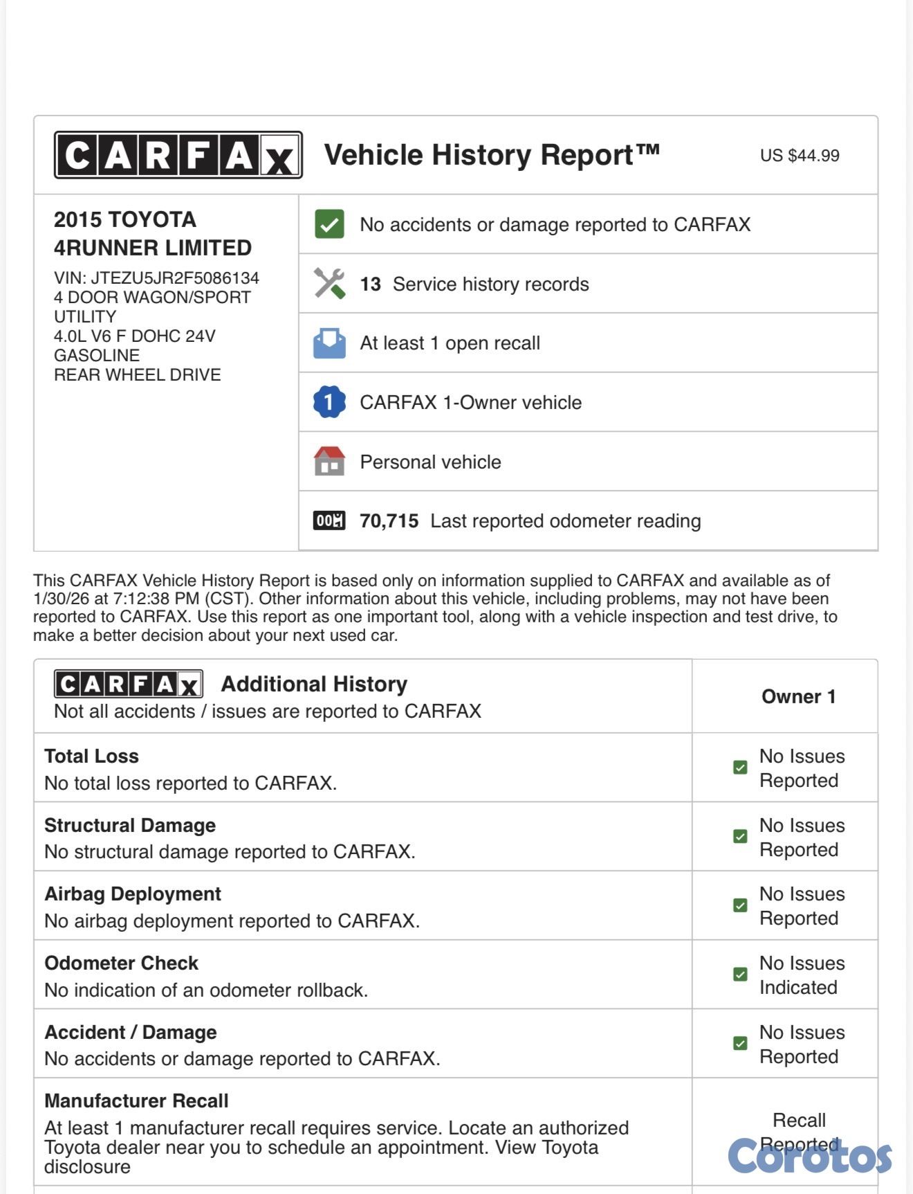 jeepetas y camionetas - Toyota 4runner Limited 4x2 3 filas 2015 2