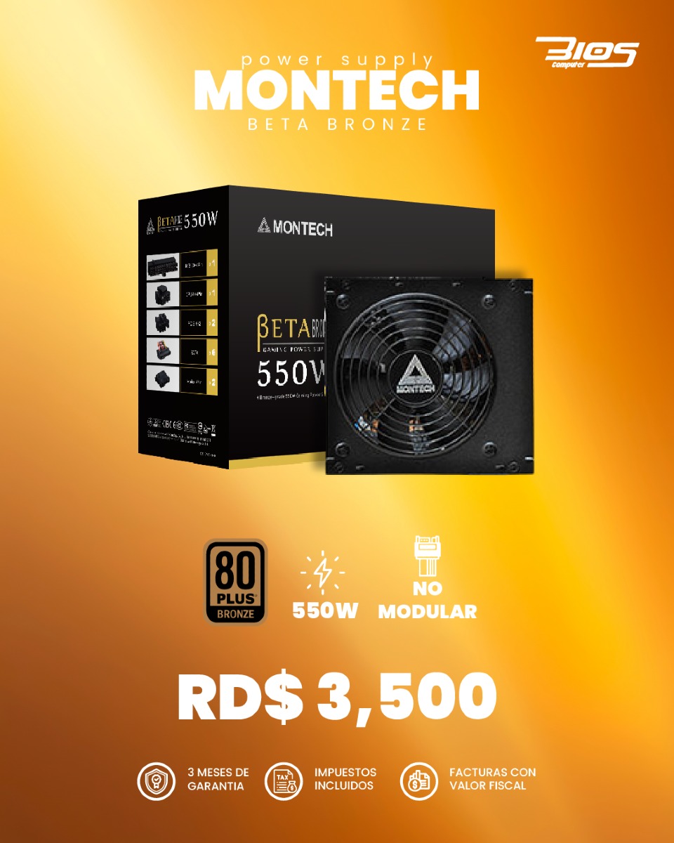 computadoras y laptops - Power Supply MONTECH BETA 550W 0