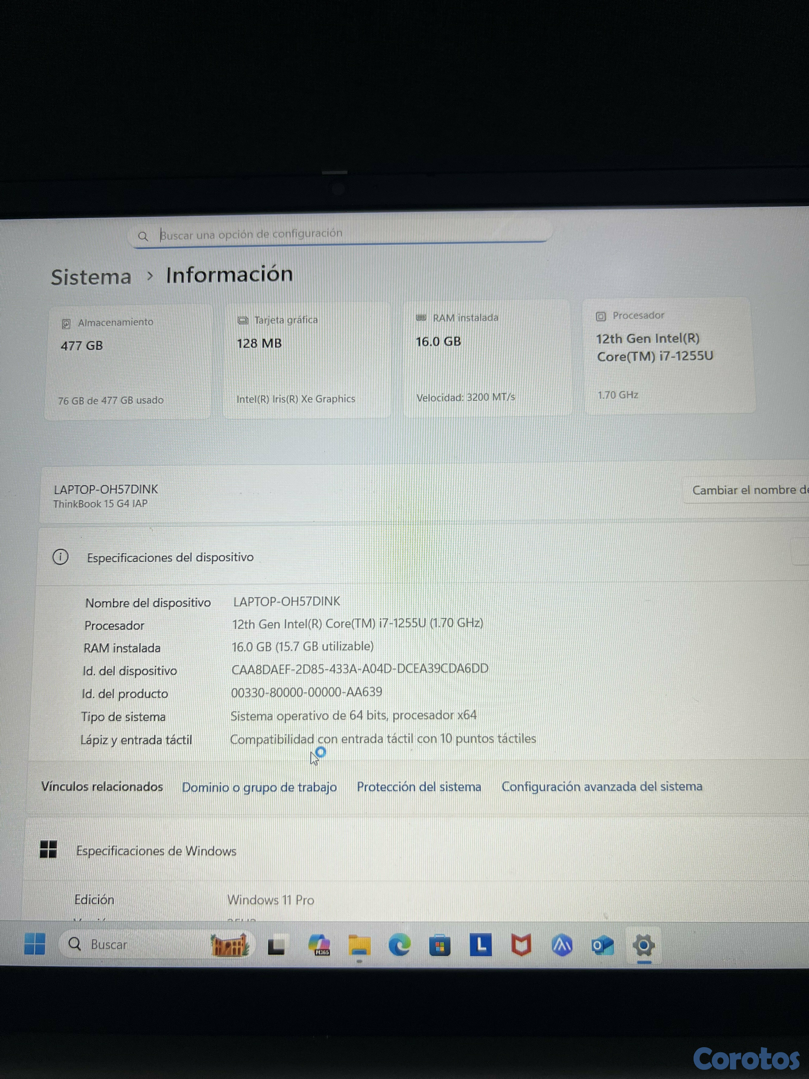computadoras y laptops - Laptop Lenovo ThinkBook 15 G4  5