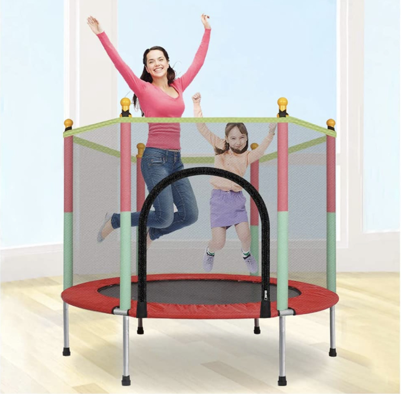 juguetes - Trampolín para niños medidas 48x55” Nuevo en caja soporta hasta 200 libras 
