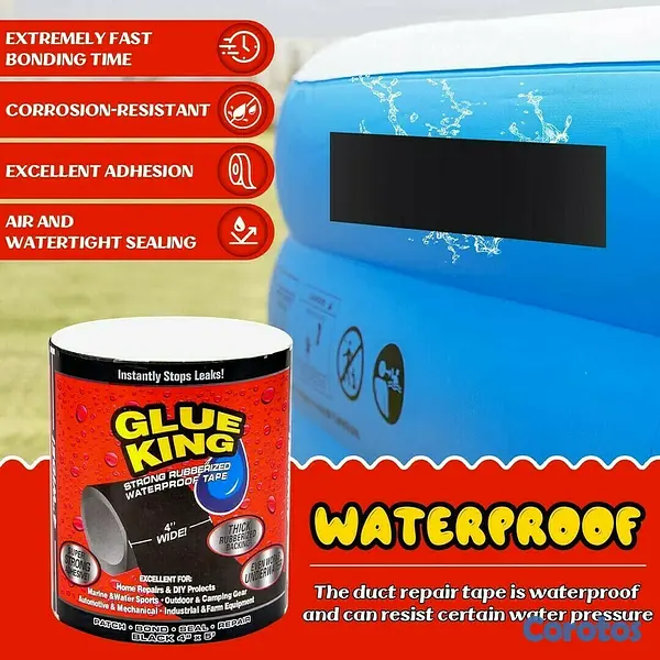 herramientas, jardines y exterior - CINTA PARA TAPAR GOTERAS GLUE KING 4" 4