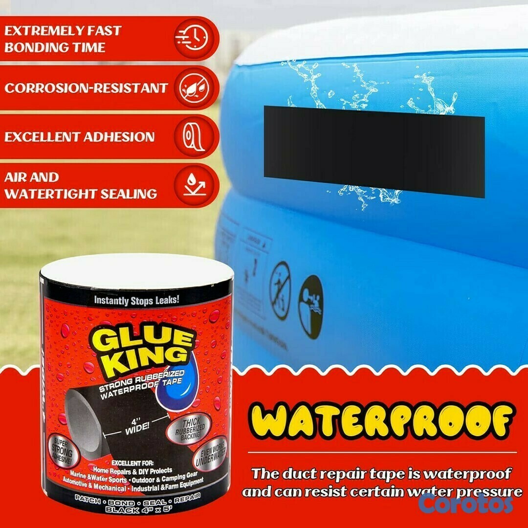 herramientas, jardines y exterior - CINTA PARA TAPAR GOTERAS GLUE KING 4" 4