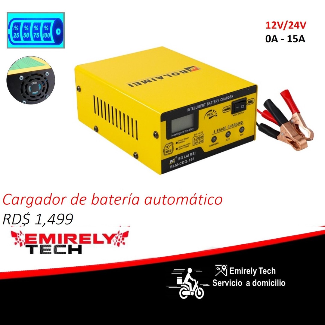 equipos profesionales - Cargador de bateria automatico 12V 24V 15A para vehiculo motor