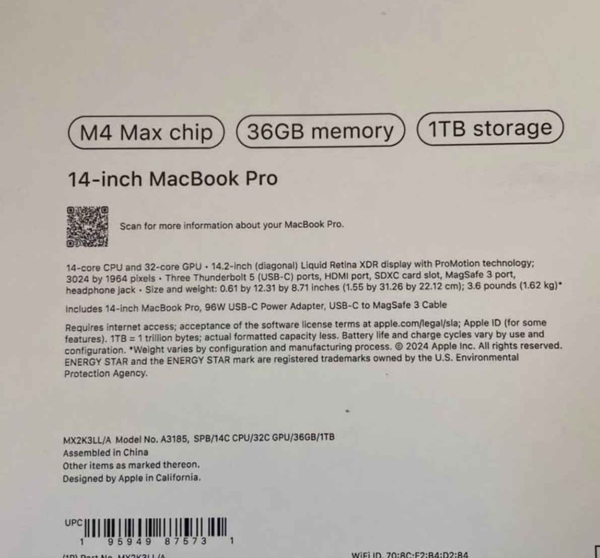 computadoras y laptops - MacBook Pro 14 Pulgadas Chip M4 Max 36GB/1TB Space Black  2
