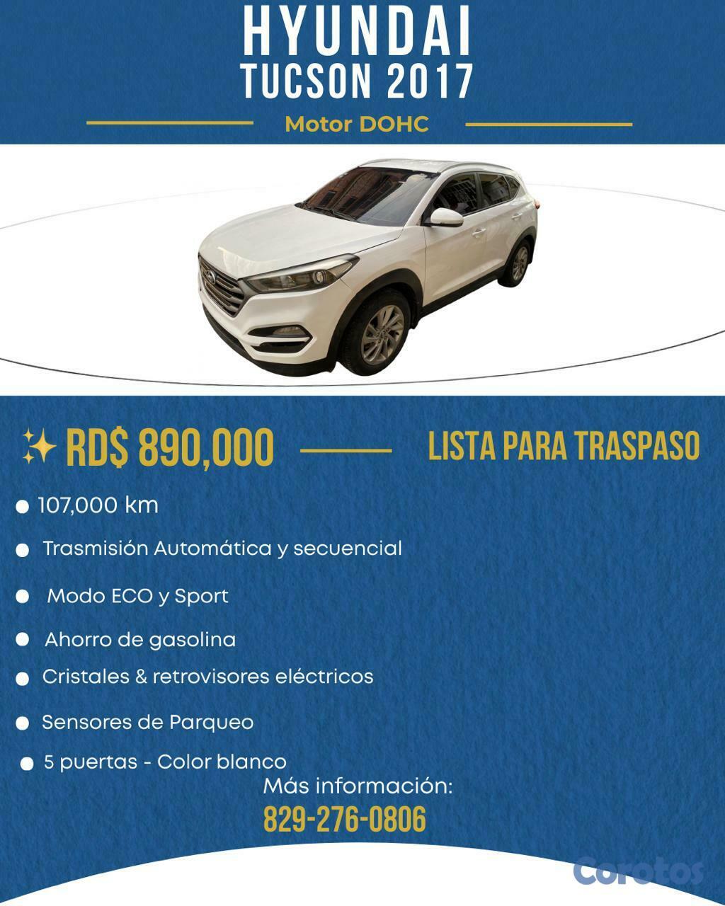 jeepetas y camionetas - Disponible  HYUNDAI  TUCSON. 2017. MOTOR  DOHC.  107.000 KM   5