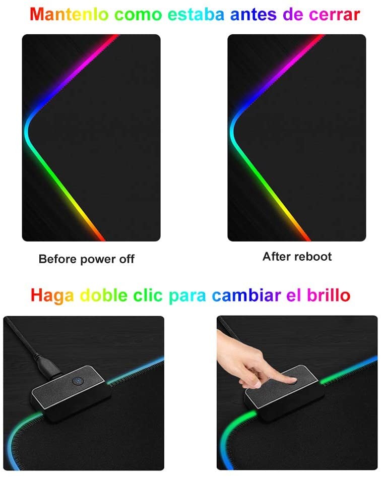 accesorios para electronica - Mousepad Gaming RGB de escritorio para Teclado y Ratón, Goma Impermeable con Bas