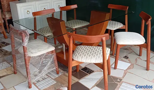 muebles y colchones - Juego de comedor caoba 6 sillas moderno 3