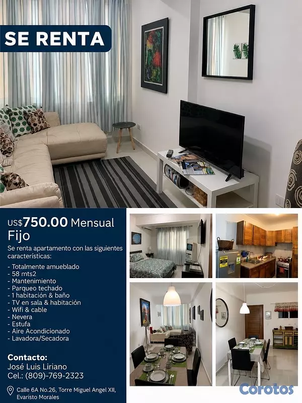 apartamentos - Se Alquila apartamento en Evaristo Morales  2