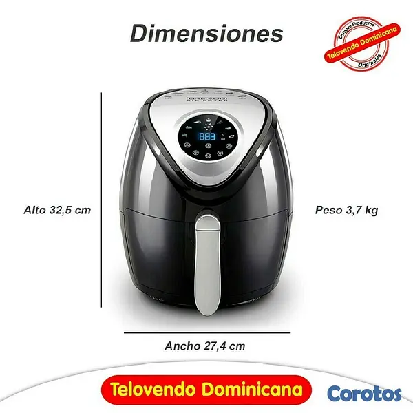 electrodomesticos - FREIDORA DE AIRE CON PANEL DIGITAL MULTIFUNCIONES PARA COCINAR SALUDABLE 8