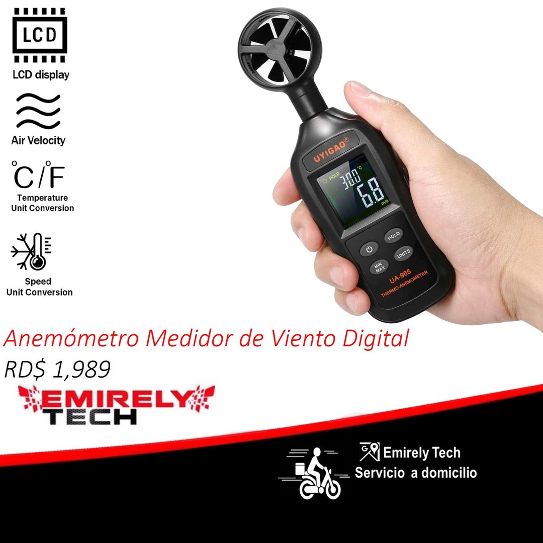 accesorios para electronica - Anemometro medidor de la velocidad del viento digital medidor