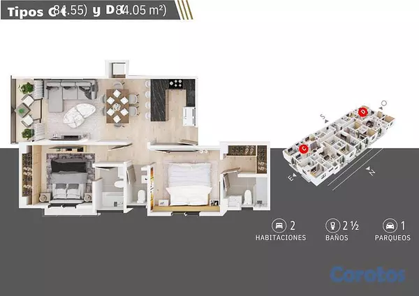 apartamentos - Apartamento en venta en bella vista de dos habitac 10