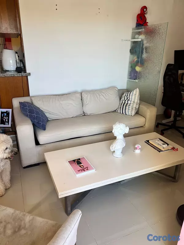 muebles y colchones - Sofá cama mueble de 3 asientos en canvas color cre 3
