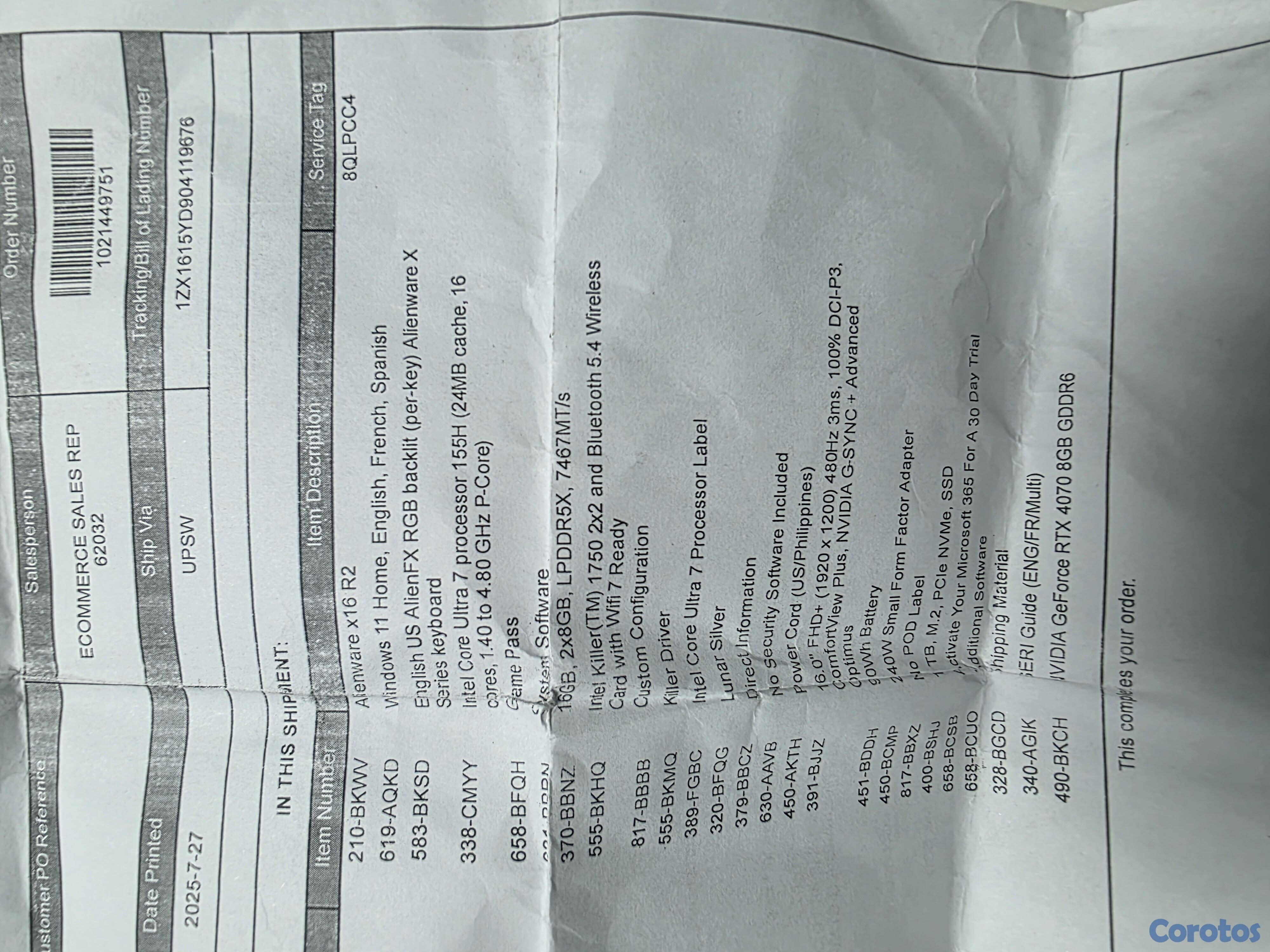 computadoras y laptops - Dell Alienware X16 r2 Intel core ultra 7 155H 1TB 16gb ram RTX4070 nueva sellada 2