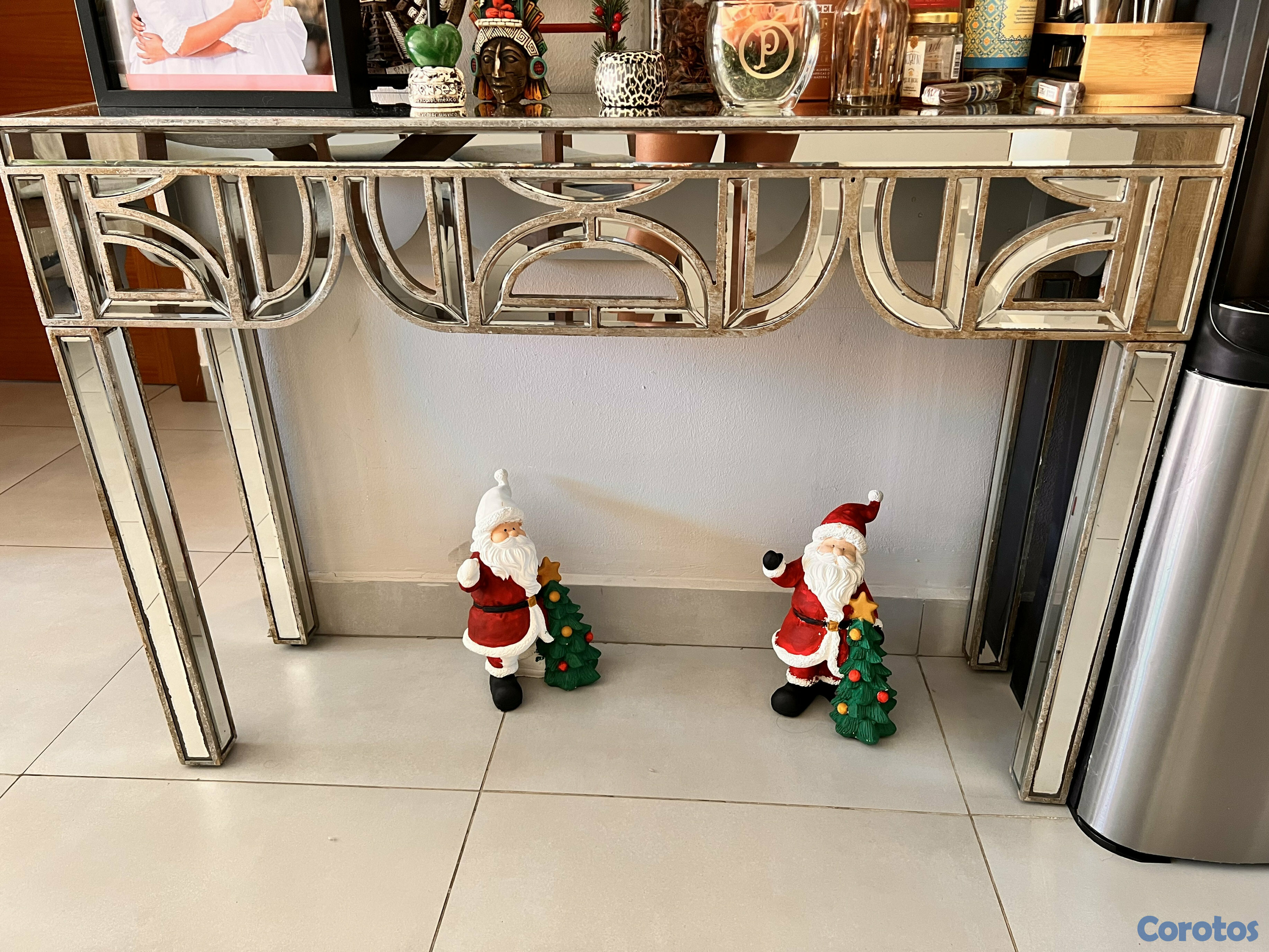 muebles y colchones - Mesa tipo recibidor gris con espejos  1