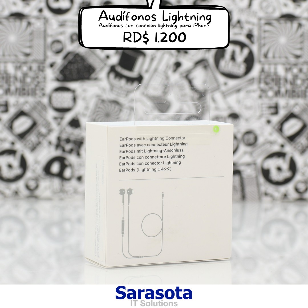 accesorios para electronica - Audífonos Lightning con conexión lightning para iPhone (Somos Sarasota) 1