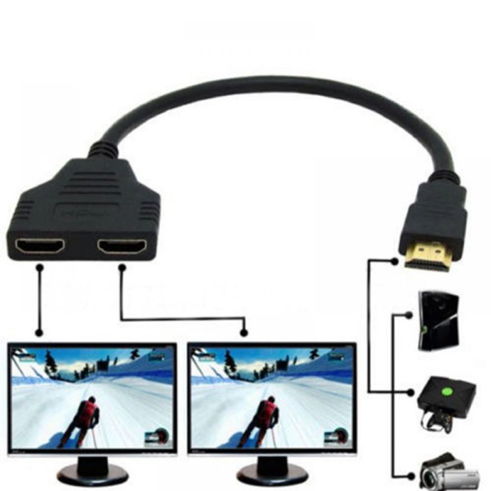 accesorios para electronica - Spliter HDMI 2 en 1, proyecta la misma imagen en 2 pantallas 1
