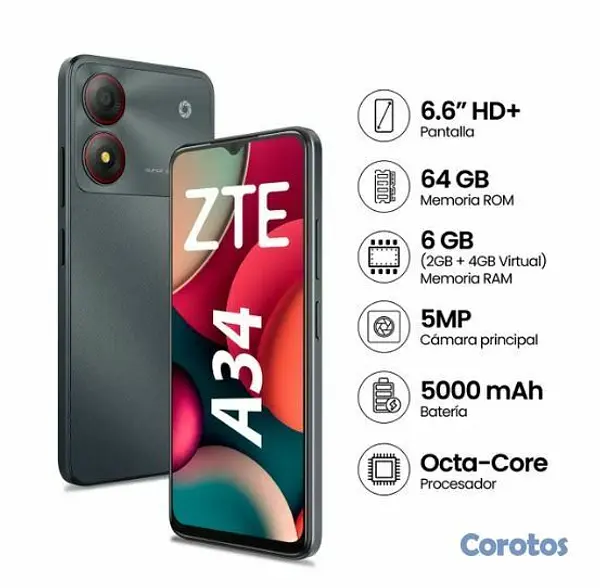 celulares y tabletas -  TELEFONO ZTE BLADE A34 64GB 3
