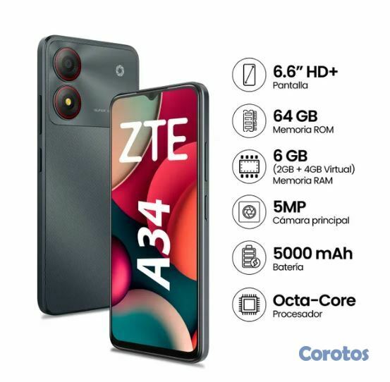 celulares y tabletas -  TELEFONO ZTE BLADE A34 64GB 3