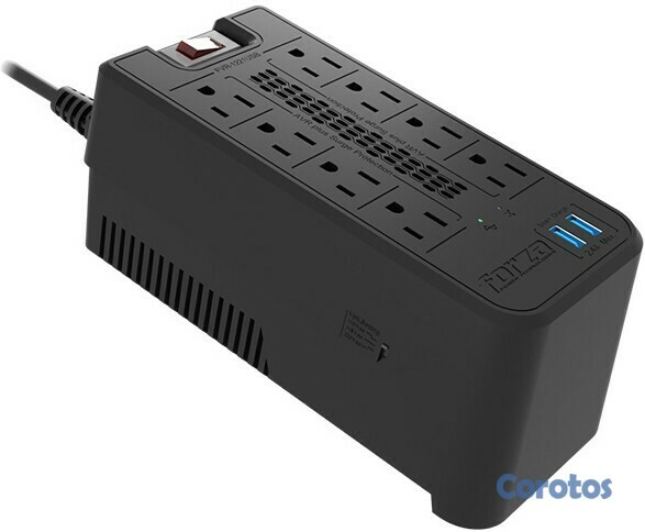 computadoras y laptops - REGULADOR DE VOLTAJE FORZA 2200VA, REGLETA 8 SALIDAS 110V/1000W, 2 USB (IN,OUT), 1