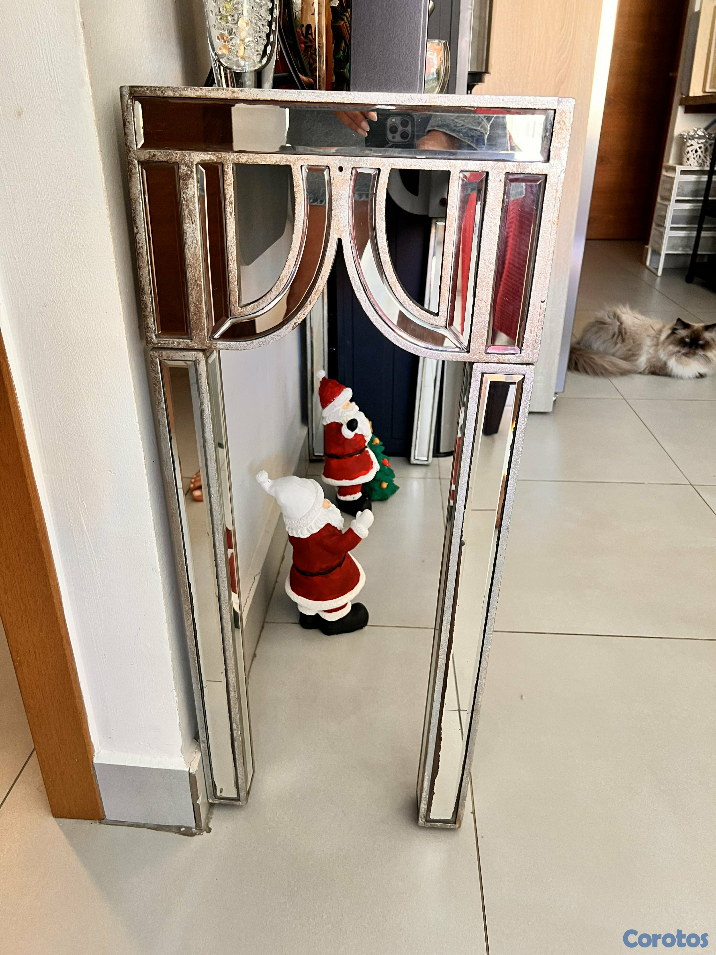 muebles y colchones - Mesa tipo recibidor gris con espejos  2