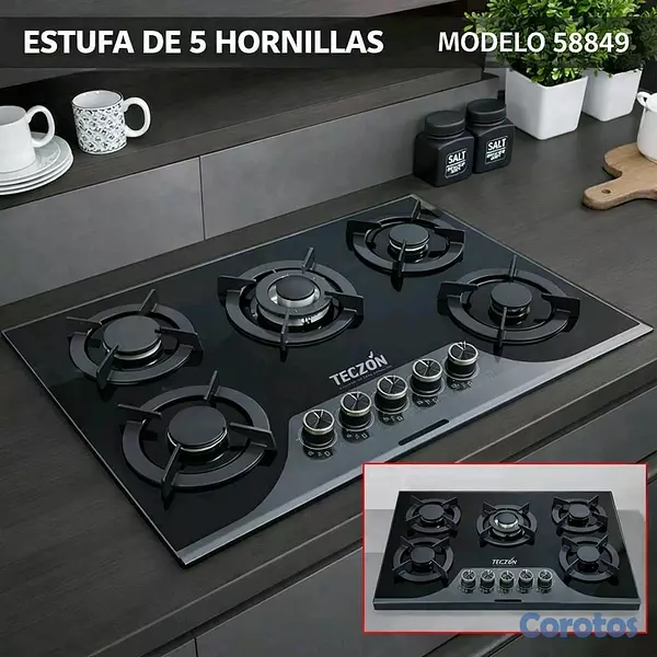 electrodomesticos - Estufa empotrable co. tope de cristal y acero Inoxidable  2