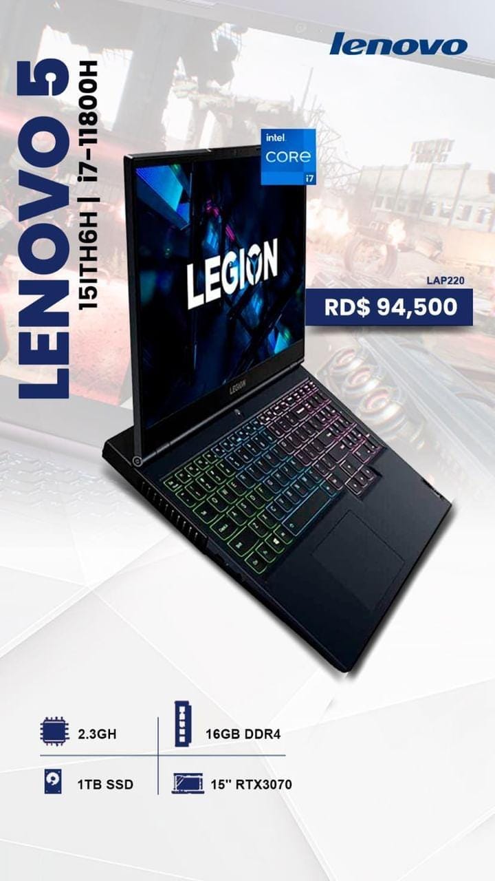 computadoras y laptops - LAPTOP LENOVO 5 15ITH6H i7-11800H 2.3GH 16GB DDR4  0