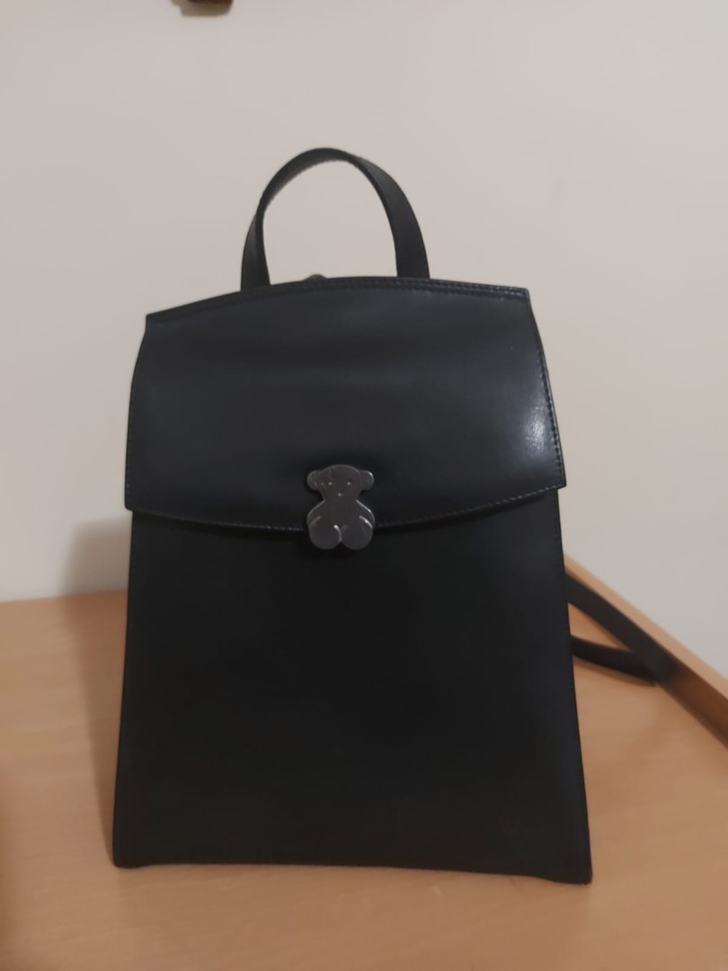 carteras y maletas - Cartera/mochila de Piel TOUS negra. modelo original