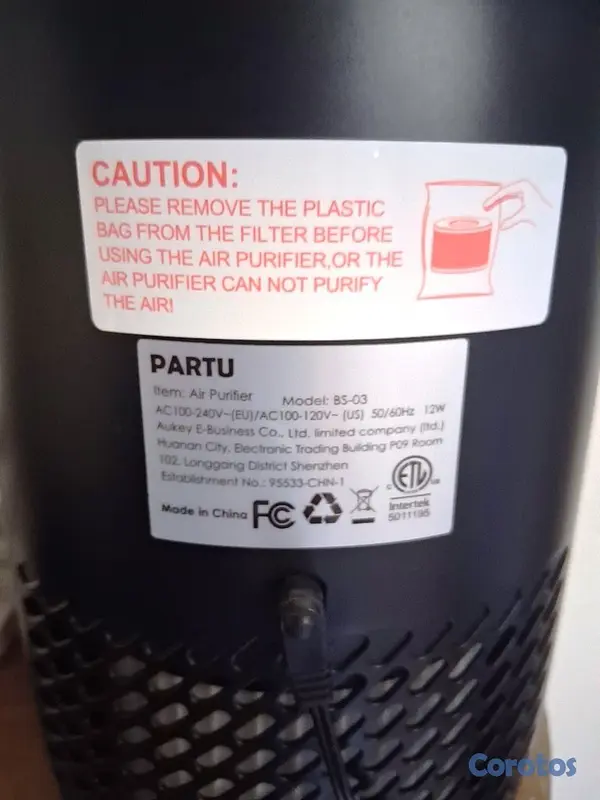 electrodomesticos - Purificador de Aire Partu BS-03 Compacto Usado com 4