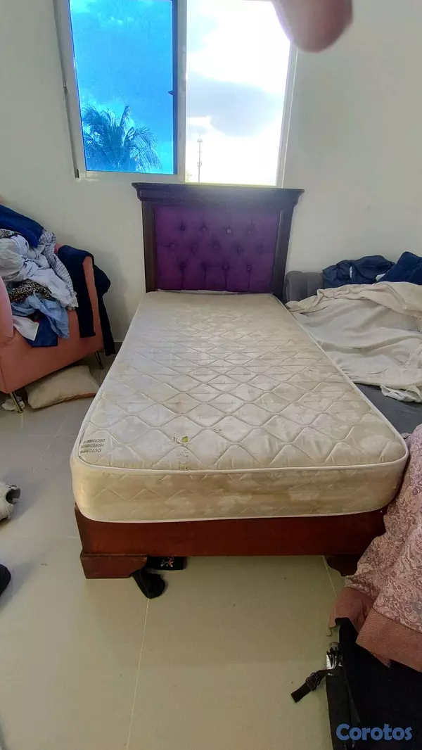 muebles y colchones -  cama twin en caoba con colchón  2