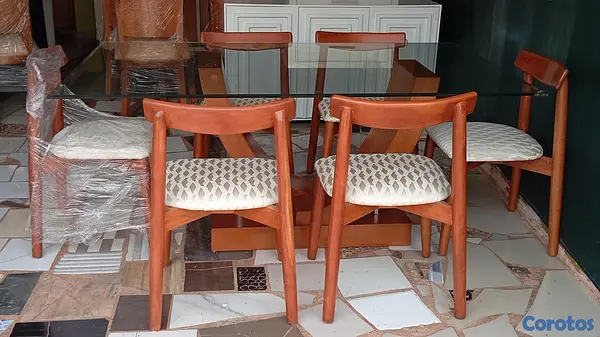 muebles y colchones - Juego de comedor caoba 6 sillas moderno 4