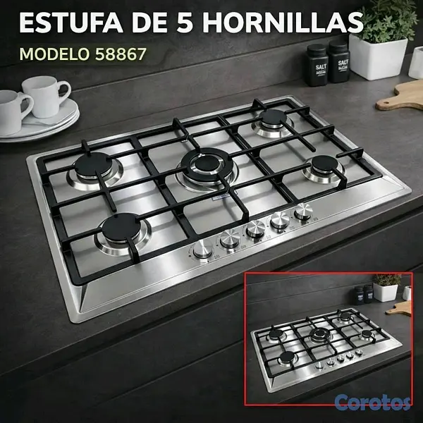 electrodomesticos - Estufa empotrable co. tope de cristal y acero Inoxidable  3