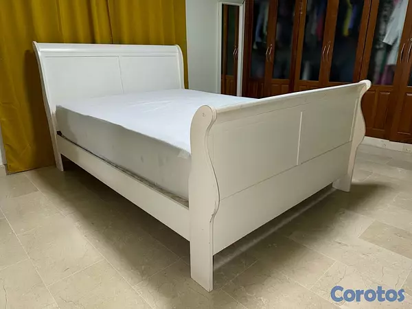 muebles y colchones - Cama Queen matrimonial (armazón de Pino + colchon/base Sealy postopédico) 2